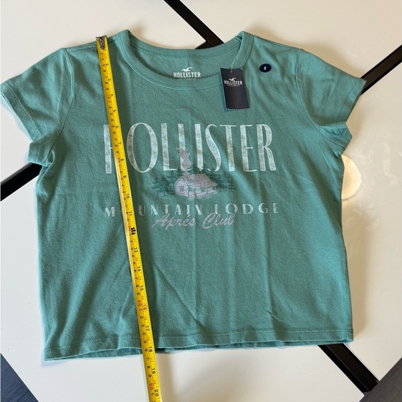 New NWT Hollister Mountain Lodge Graphic Crop Tee - Sage Green - Size Small - Picture 3 of 8
